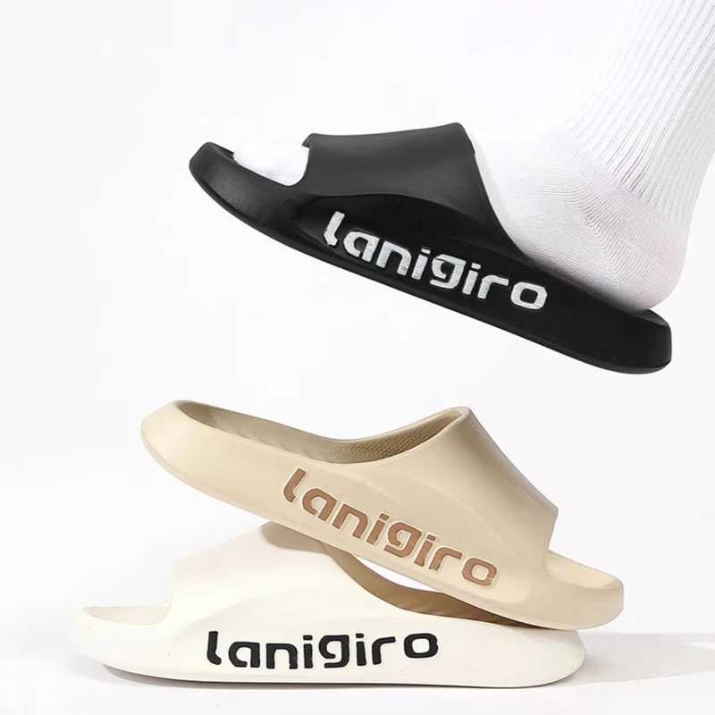 Thick Platform low Slippers Men Outdoor Summer Soft Sole Eva Cloud Slippers Wan Letter Print N Slip Indoor House Shoes Y250320