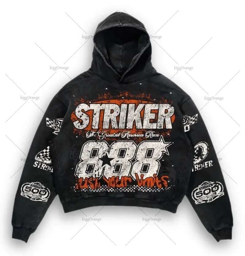 2024 American Style Letter Print Pullover Hoodie Haruku Retro Super Sweatshirt High Street Fashion Ins Top