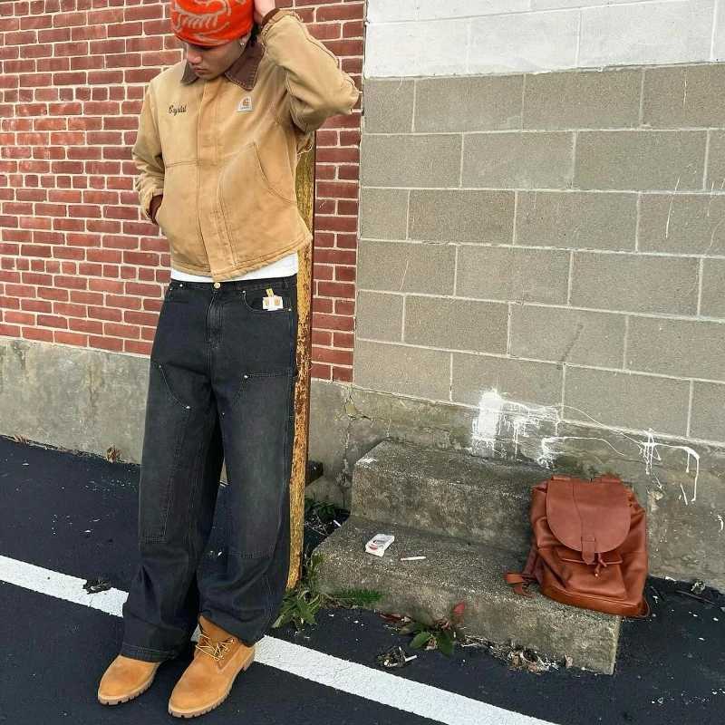 Y2K Trendy Baggy Jeans Retro Washed Pocket Smoke Embroidery Men Pants Gothic American Style Streetwear Unisex Straight TrousersT250319
