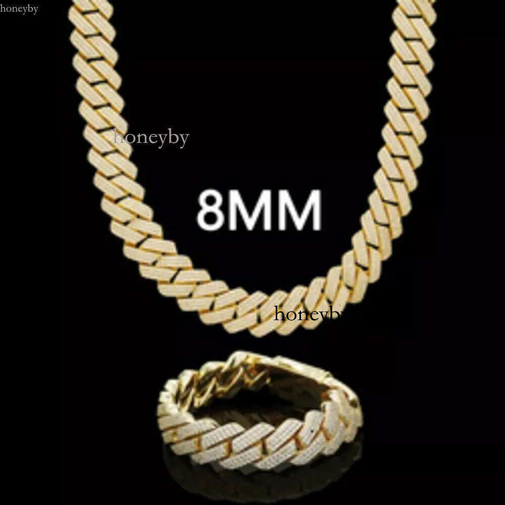Wholesale 8MM 10mm 12mm 14mm Hip Hop Vvs Dia Necklace Bracelet Dropshipping Sier Iced Out Cuban k Moissanite Chain