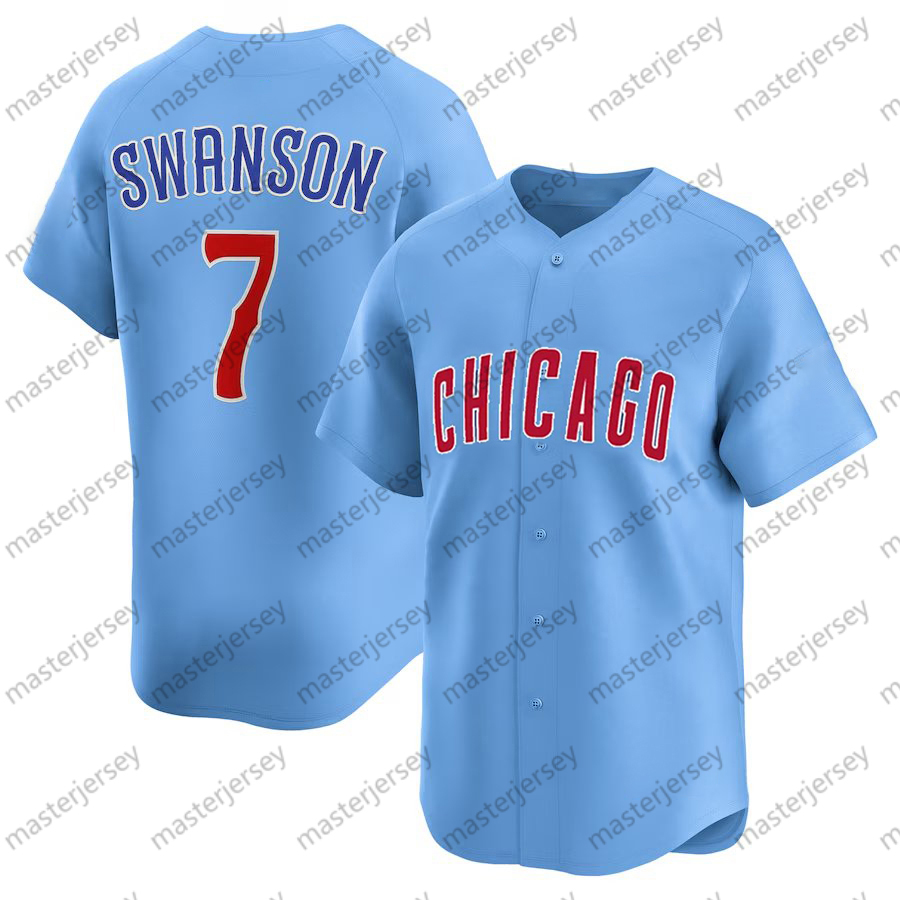 7 Swanson 2025 powder blues Jerseys Kyle Tucker Shota Imanaga Trey Mancini Patrick Wisdom Ian Happ Frank Schwindel Rafael Seiya Suzuki Nico Hoerner