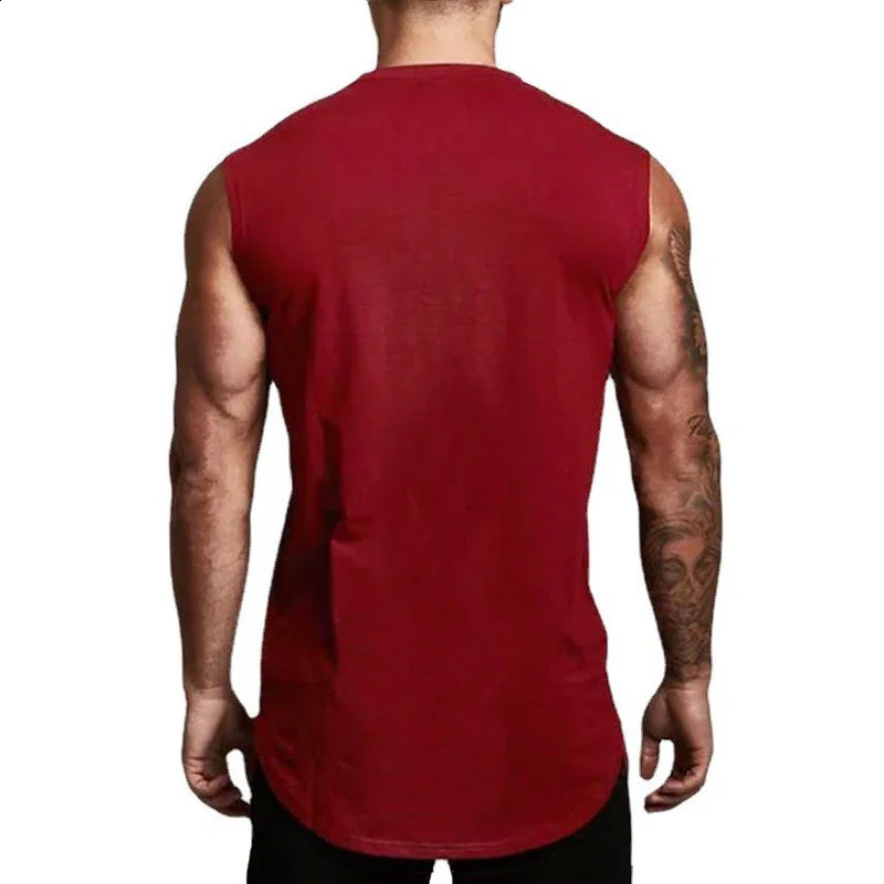 Compressed cotton vest mens gym breathable clothing fitness sleeveless Tshirt summer exercise casual sports muscle 250319