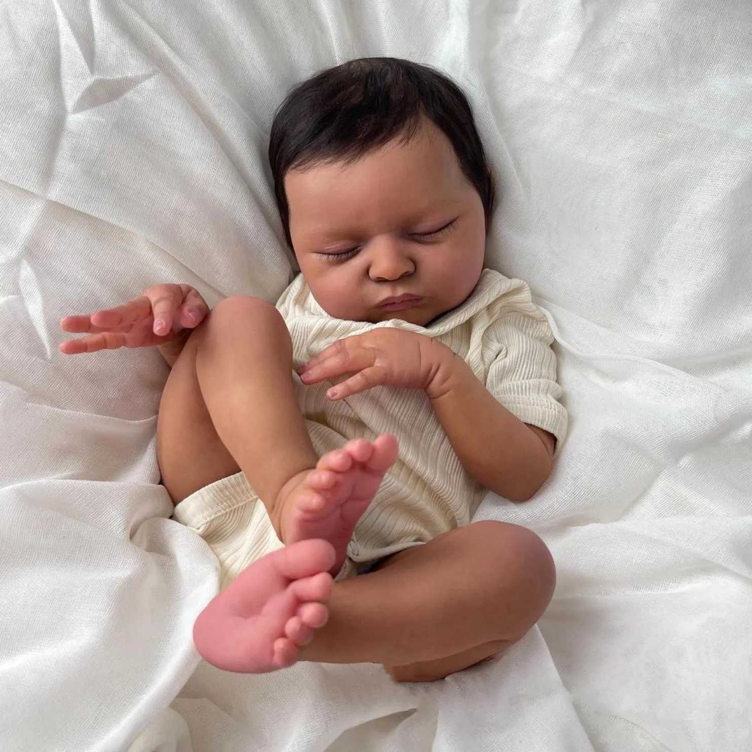 50cm soft silicone sleep regeneration black baby art doll toy girl 20 inches like real cloth body doll birthday gift W250320
