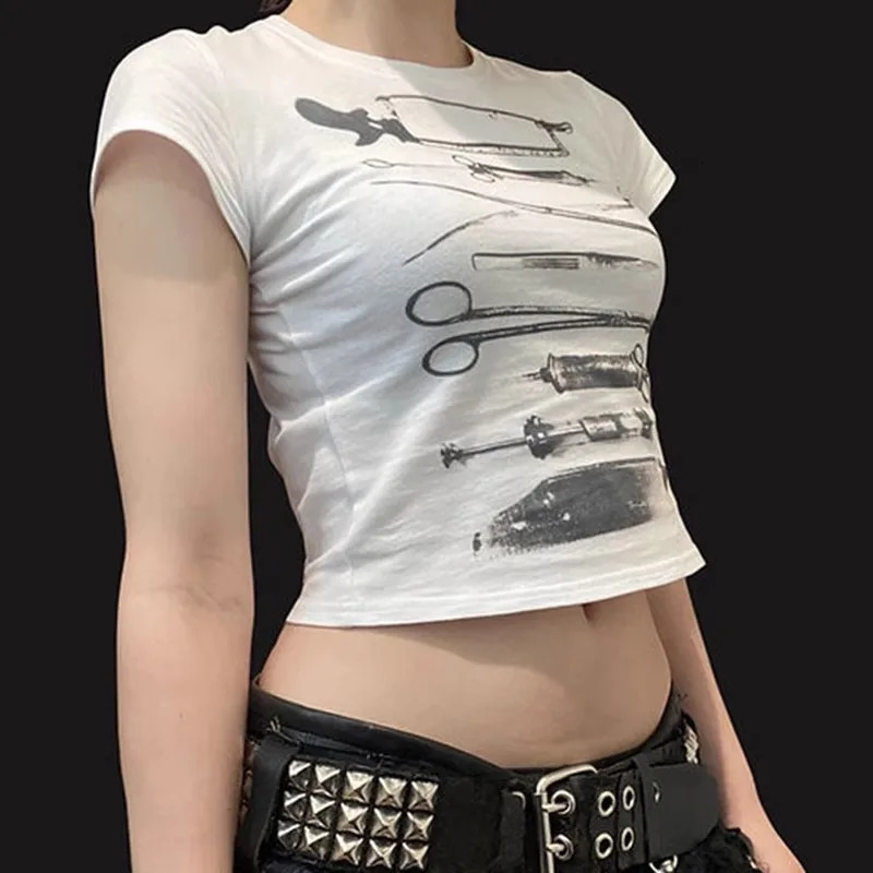 Womens T-shirts Star Y2k Top Clothing Female 90s Clothes Vintage 2000s Tops for Women Goth Kawaii Kpop Gothic Emo 250320