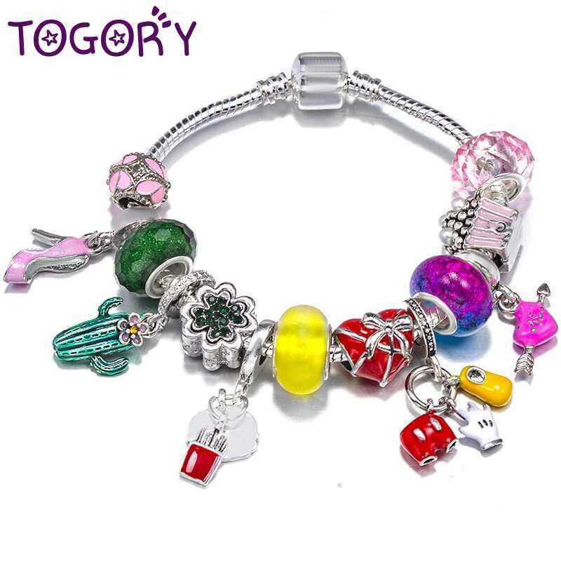 New Trendy Brand Charm Bracelets With DIY French Fries Heart Cactus Beads Bracelet For Women Kids Bijoux Pulseras Jewelry Gift