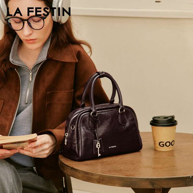 LA FESTIN Original Trend Boston Handbags Women Shoulder Leather Fashion Crossbody Brand Lady Bag