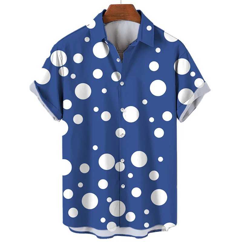Mens Hawaiian summer shirt with striped print short sleeved shirt collar button up mens streetwear fashionable casual social top M250320