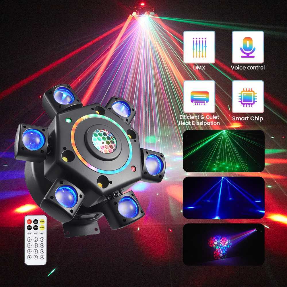 Professional 100W Lyre Beam Mobile Heads 6 Arm Bee Eye Moving Head RGBW Rotating Disco Ball DMX DJ Party Nightclub Stage Light Z250320