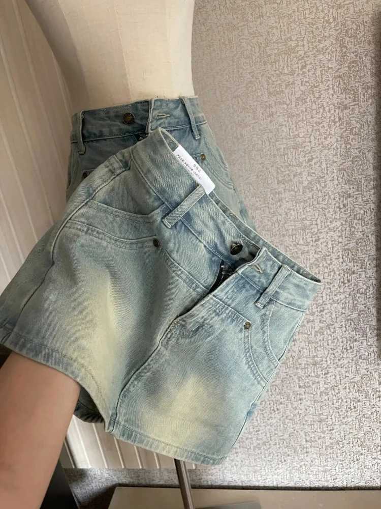 Mini denim ski bag Hip Waist Slim Summer A-line Zippers Washed Distressed Hot Girls Korean Fashion Street Clothing DailyXJ250320