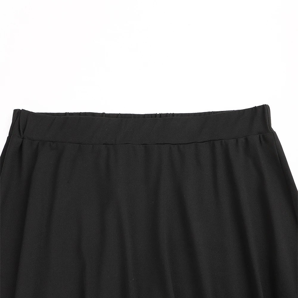 Gothic Black Skirt Womens A-Line Skirts Retro Irregular Lace Patchwork Hem Elastic Waist Half Skirts Femme Halloween Streetwear 250320