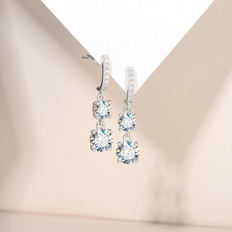 3ct Real Moissanite Drop Earrings Women Jewelry 925 Silver Lab Mosan Gem Dangle Earrings Pass Diamond Tester White Gold Plated