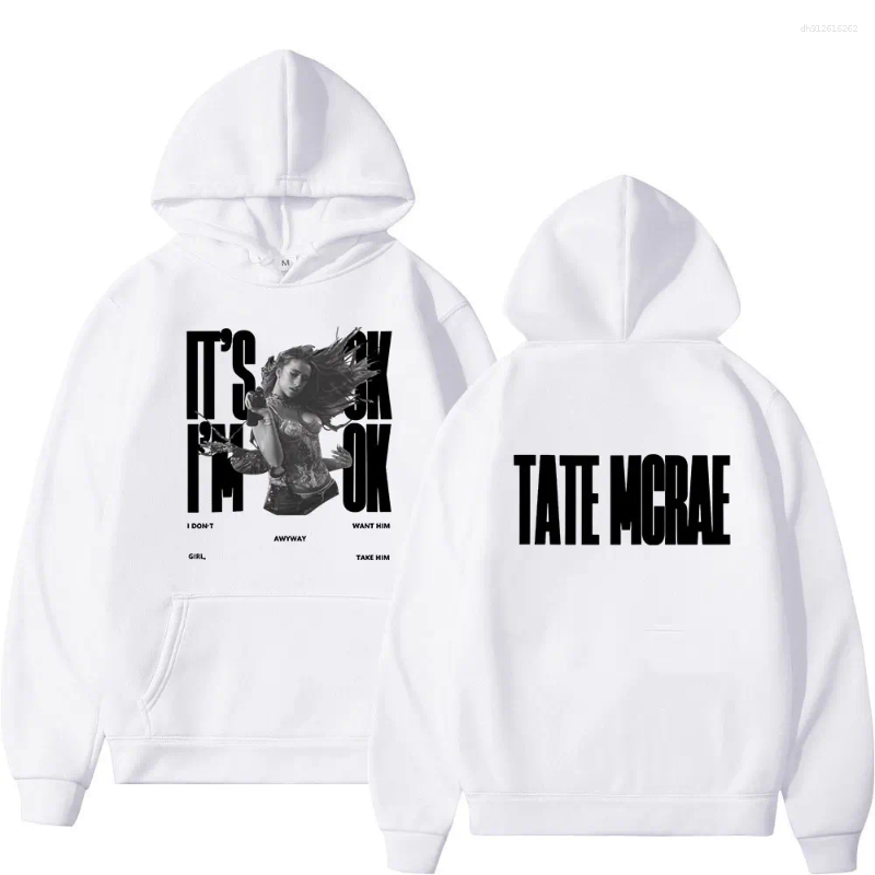 Men's Hoodies Tate McRae It's Ok I'm Merch Men Women Clothing Fashion Harajuku Oversized Hooded Sweatshirts Pullover Streetwear Y2K