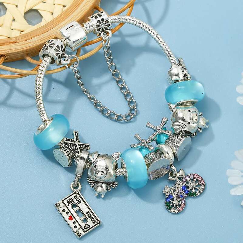 Romantic Travel Series Charm Bracelet With Windmill Bike Beads Bracelet For Women Jewelry Gift Wholesale Dropshipping
