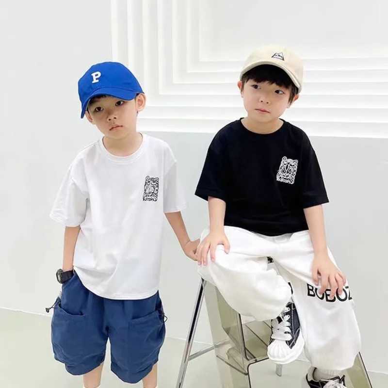 High School Children Summer Cotton Trendy Boys Cute Baby Clothing Printed Casual Shorts Top Baby Clothing 7-14 Years OldT250321