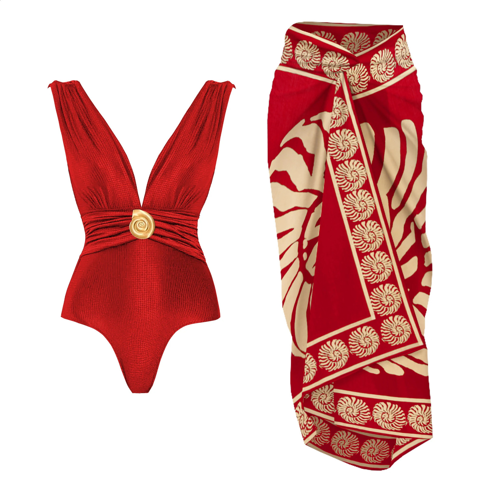2Pcs Deep V One Piece Swimsuit Sexy Women Swimwear Shiny Star Bikini High Waist Biquini Female Swim Suit Bodysuit Beachwear 250319
