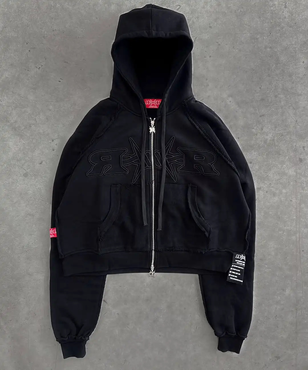 Y2k mens sportswear letter pattern ed pocket patch Harajuku zipper hooded sweatshirt twopiece set 250317