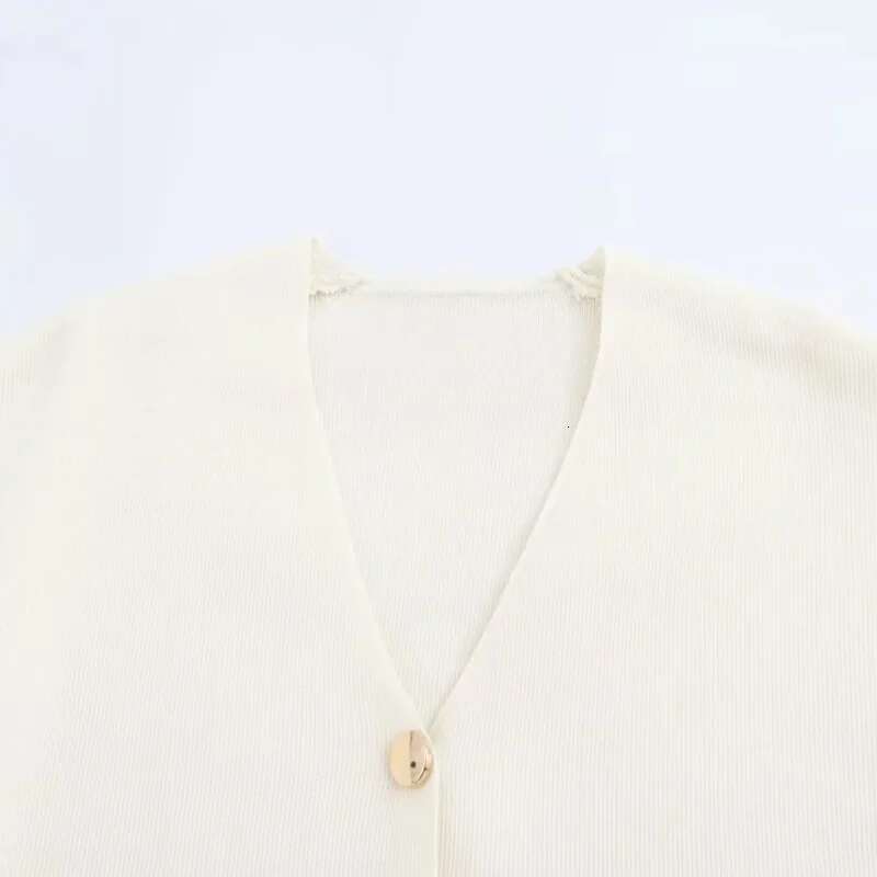 TRAF Crop Knitted Autumn Short Sleeve Knit Ladies Outerwears Winter Button Bolero Cardigan Elegant Women Jackets