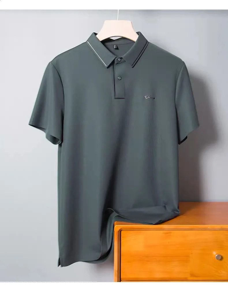 High end short sleeve POLO shirt men cool breathable summer T-shirt fashionable embroidery casual mens clothing 250319