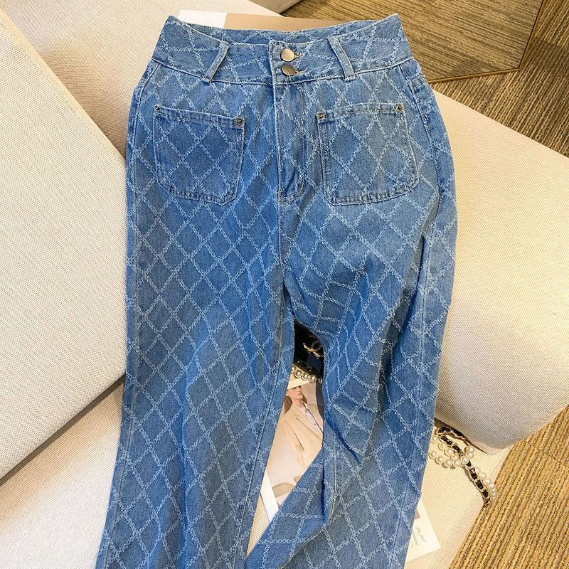 Womens Clothing Spring New Dia Design High Waist Jeans Women's Loose Slimming Straight Wide Leg Trousers