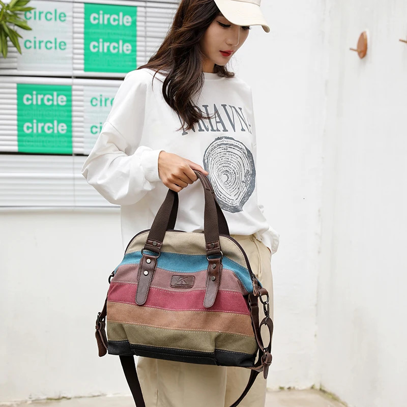 Womens Crossbody Shoulder Bag Vintage Messenger Bags Canvas Patchwork Color Tote Bag Handbags Purse bolsas feminina R250320