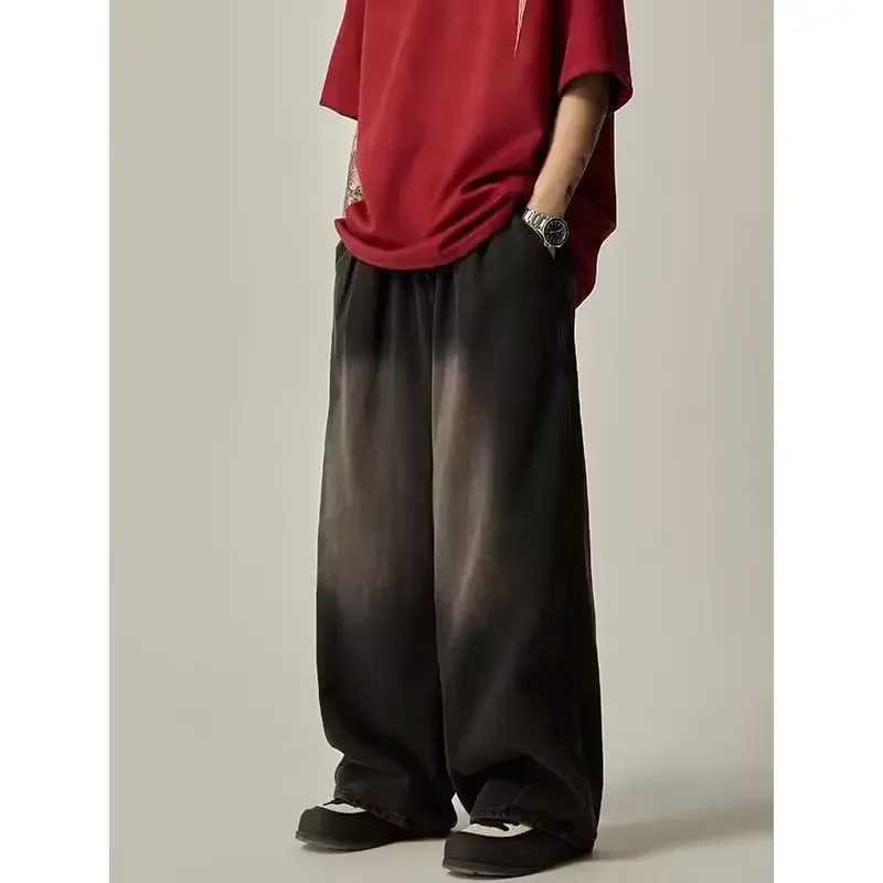 Elastic waist oversized new mens and womens loose streetwear loose long legs Trouser Japanese styleT250319