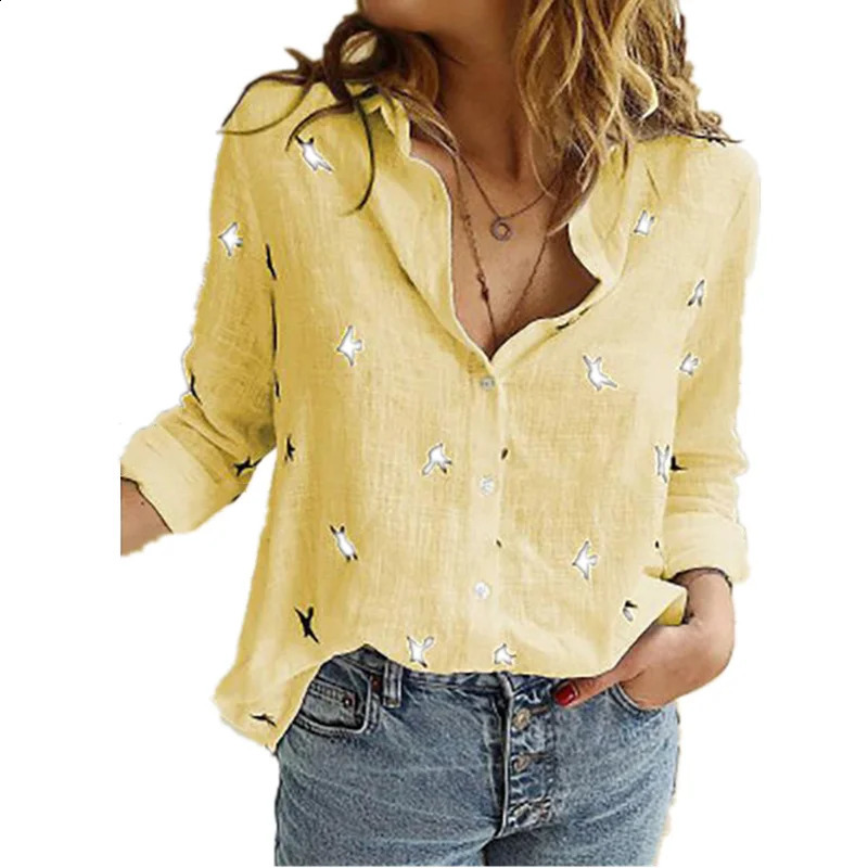 Streetwear Shirts for Women Vintage Cotton Linen Casual Tees Spring Autumn Y2k Tops Tshirt Women Clothing Fashion Clothes 250314