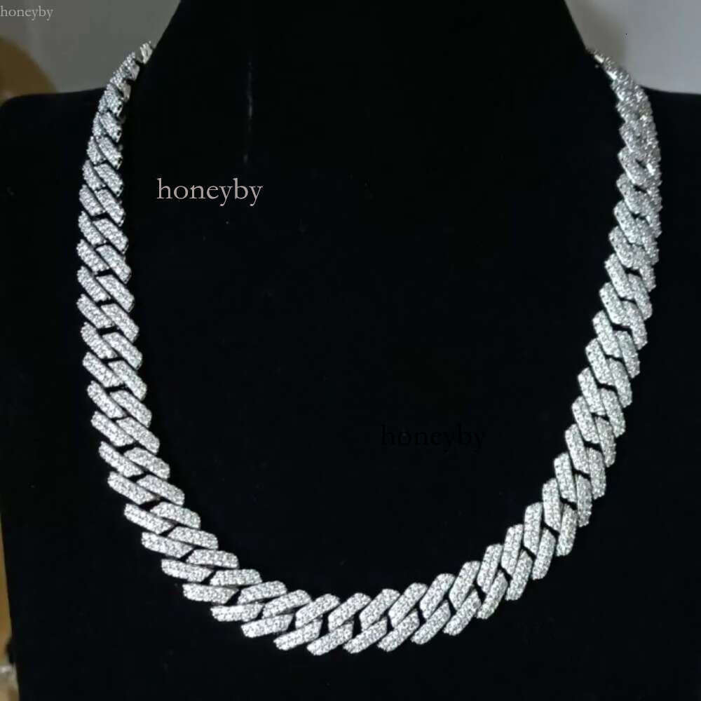 Customized 11mm 2 rows Sterg Sier S Hiphop moissanite sier cuban k chain