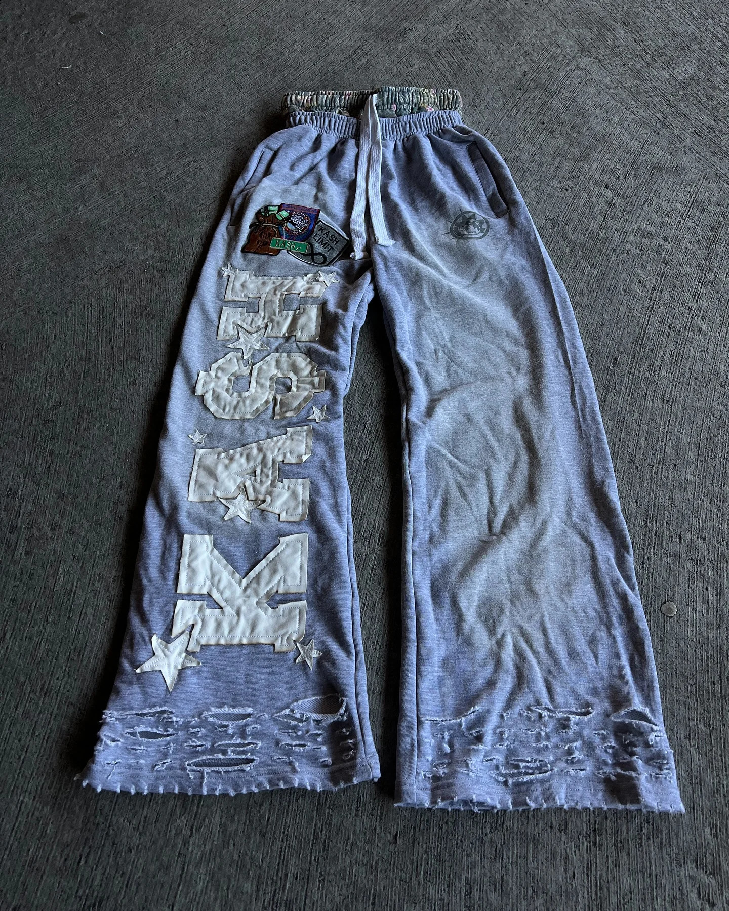 Vintage Double Layer Sweatpant Y2K Clothes Men Women Harajuku Letters Patch Embroidery Vintage Grey Baggy Pants Jogging Trouser 250319