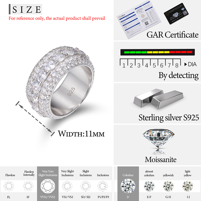 Customized Rings Unisex Moissanite Men Rings Silver 925 Luxury Moissanite Women Fine Jewelry