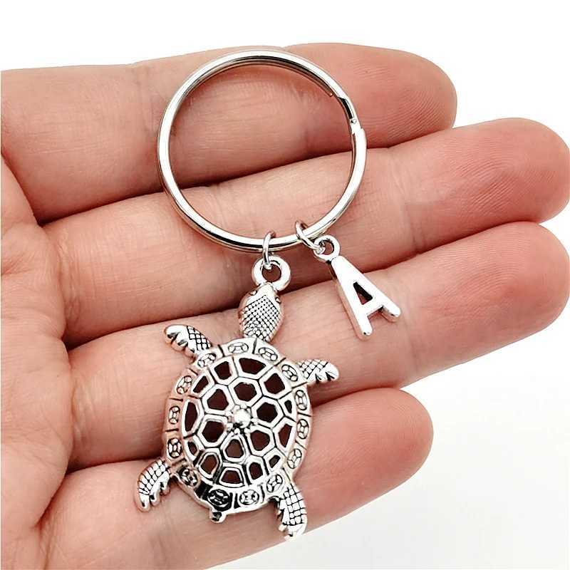 26 Letters Initial Keychain Turtle Pendant Key Chain Cute Turtle Charm Keyring Turtle Lover Jewelry GiftsXJ250319