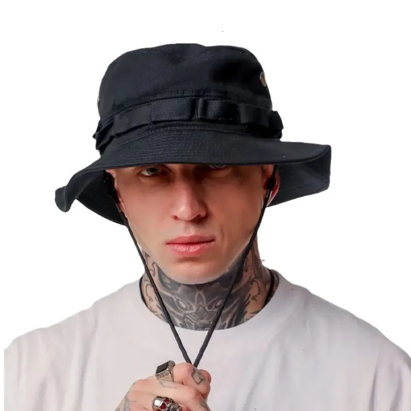 est Four Seasons Cotton Solid Bucket Hat with Small Pocket Fisherman Hat Outdoor Travel Sun Cap for Men and Women 250320