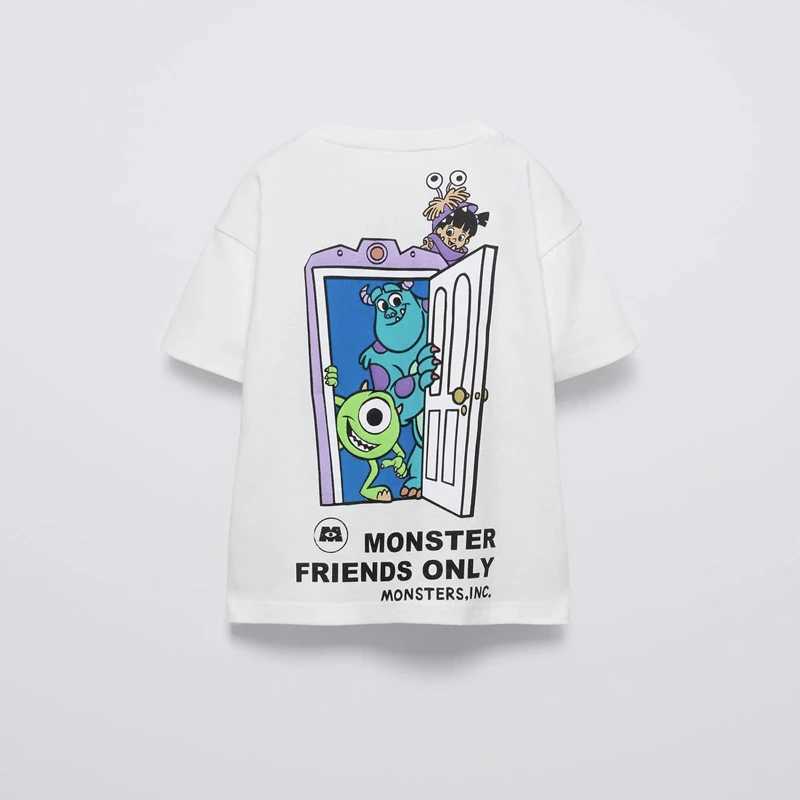 Black T-shirt printed top baby summer clothing cartoon short sleeved T-shirt simple and cute loose bottom shirt childrens thin pure cotton clothingT25