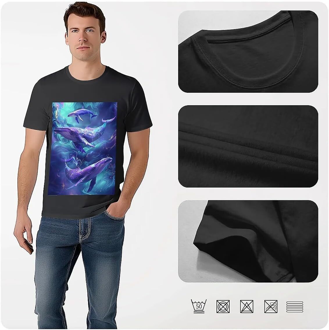 T shirt for Mens Mens Novelty T-Shirts Graphic 2D Print Summer Short Sleeve Beautiful Whales Ocean Shirts Tshirt Graphic Tee Casual Tops Clothes Short