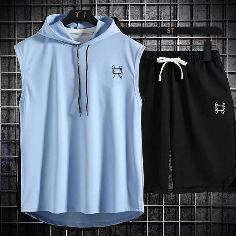 Men track suit summer sportswear two-piece t-shirt shorts tracksuit jogging mens sports suit fitness clothes exercise suit 250319