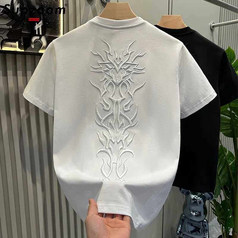Supzoom New Arrival Summer Top Fashion Embroidery Neutral Short O-neck Casual Hip Hop Heavy Texture Cotton Ins Loose Mens ShirtT250319