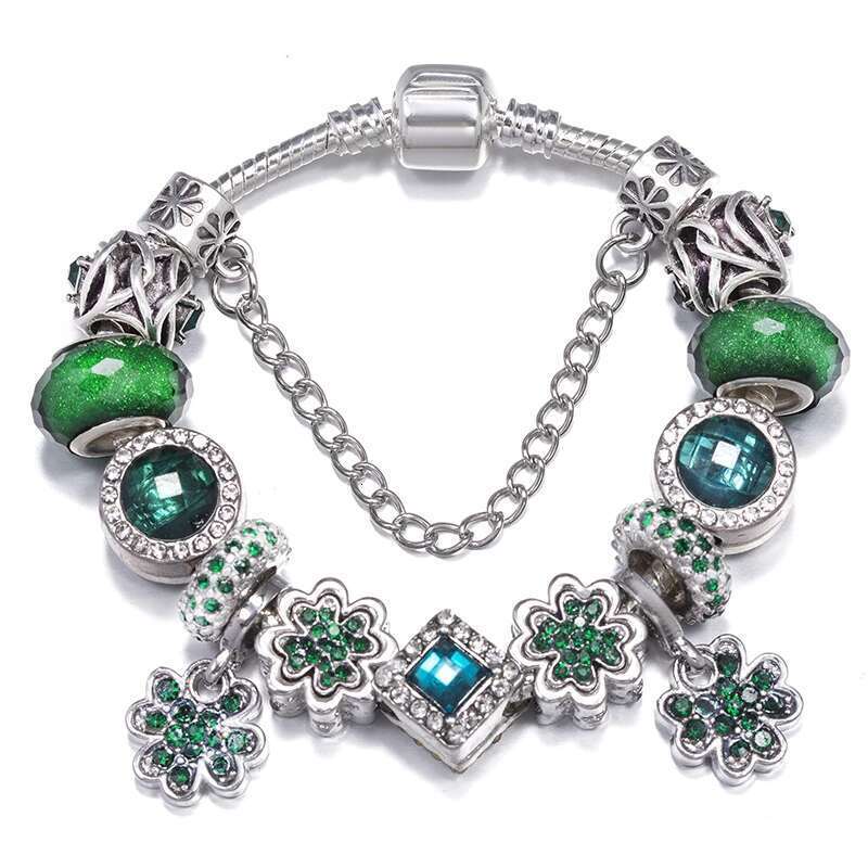 High-Quality Silver Color Charm Bracelet For Women With DIY Beads Pendant Bracelets Bangles Girlfriend Jewelry Gift Dropshipping