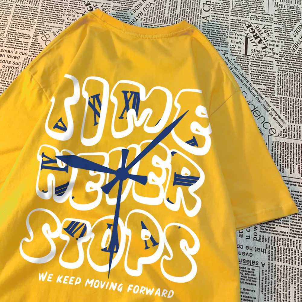 Time Never Stops Lets Keep Moving Forward Mens T-shirt Summer Cotton Top Simple Casual T-shirt Summer Crewneck T-shirtT250320