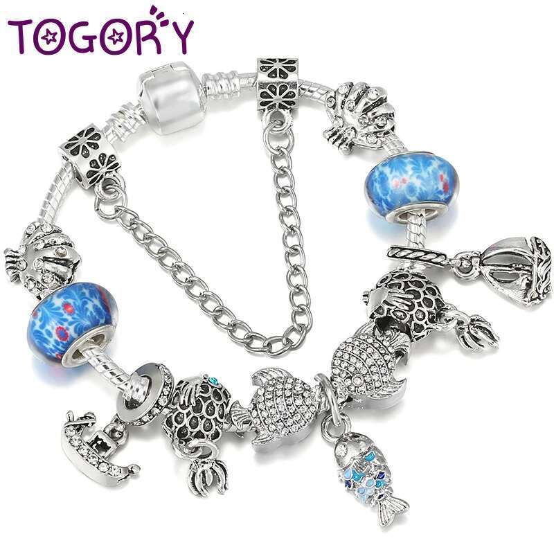 Silver Color Ocean Series Fish Freey Pendant Charm Bracelet With 16cm-21cm Chain Bracelets For Women Jewelry Gift Dropshipping