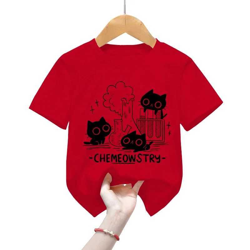 Chemeowstry Classic Childrens T-shirt Clothing Science Chemistry Childrens T-shirt Girl Boy T-shirt Cute Black Cat Childrens T-shirtT250320