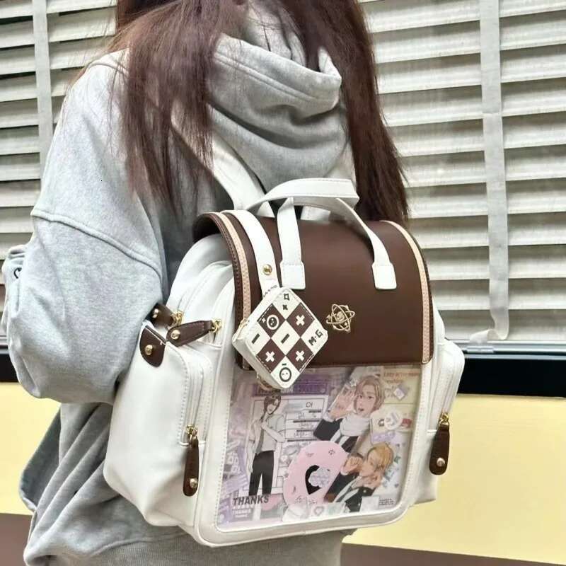 MBTI Fashion Womens Backpack College Style Transparent Casual Backpacks Lolita Jk Cute Daily All-Match Designer Female Ita Bag