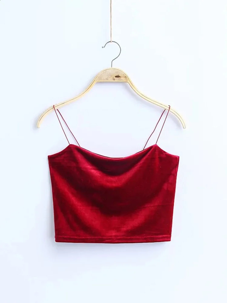 Fashion Sexy Spaghetti Straps Tank Top Velvet Short Crop 7 Colors Boob Tube Bustier Brief Vest Tshirts Tee 250319