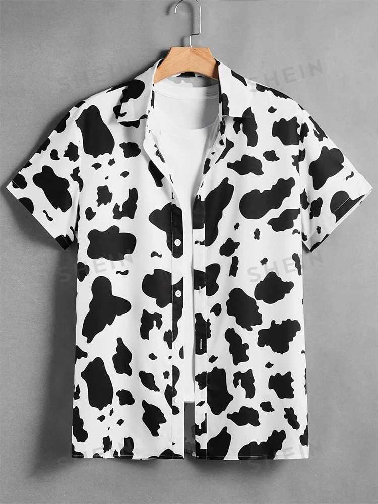 3D Cow Print Mens Short Sleeve Shirt Summer Everyday Mens Casual Shirt Outdoor Street Fashion Mens Short Sleeve Shirt M250320
