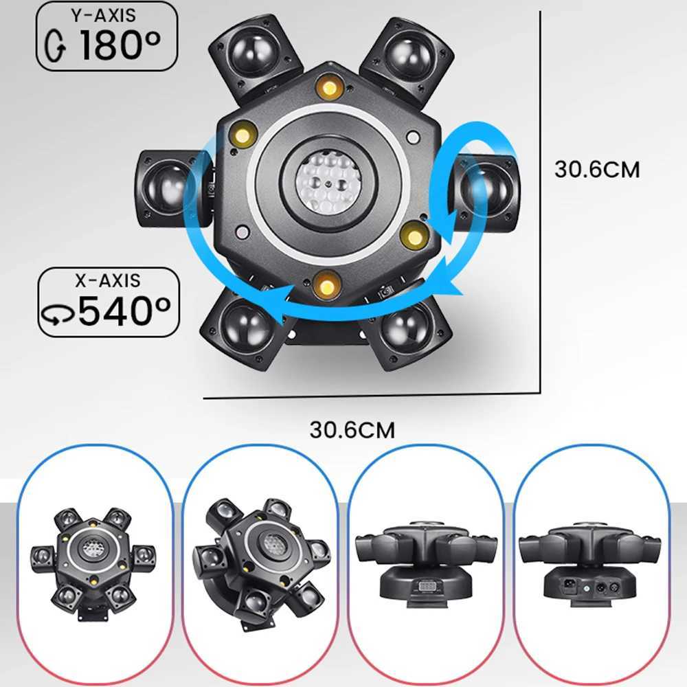 Professional 100W Lyre Beam Mobile Heads 6 Arm Bee Eye Moving Head RGBW Rotating Disco Ball DMX DJ Party Nightclub Stage Light Z250320