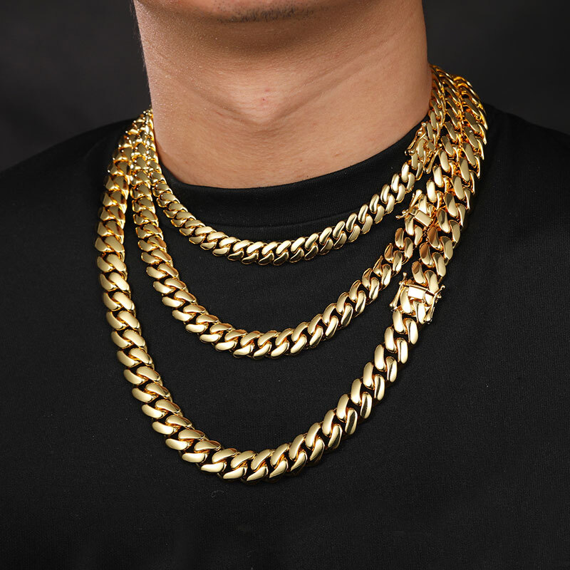 TUHE 6mm/8mm/10mm/12mm/14mm Copper Miami Chains Cuban Link Chains Classic Men Boy Curb Chunky Necklace Hip Hop Jewelry