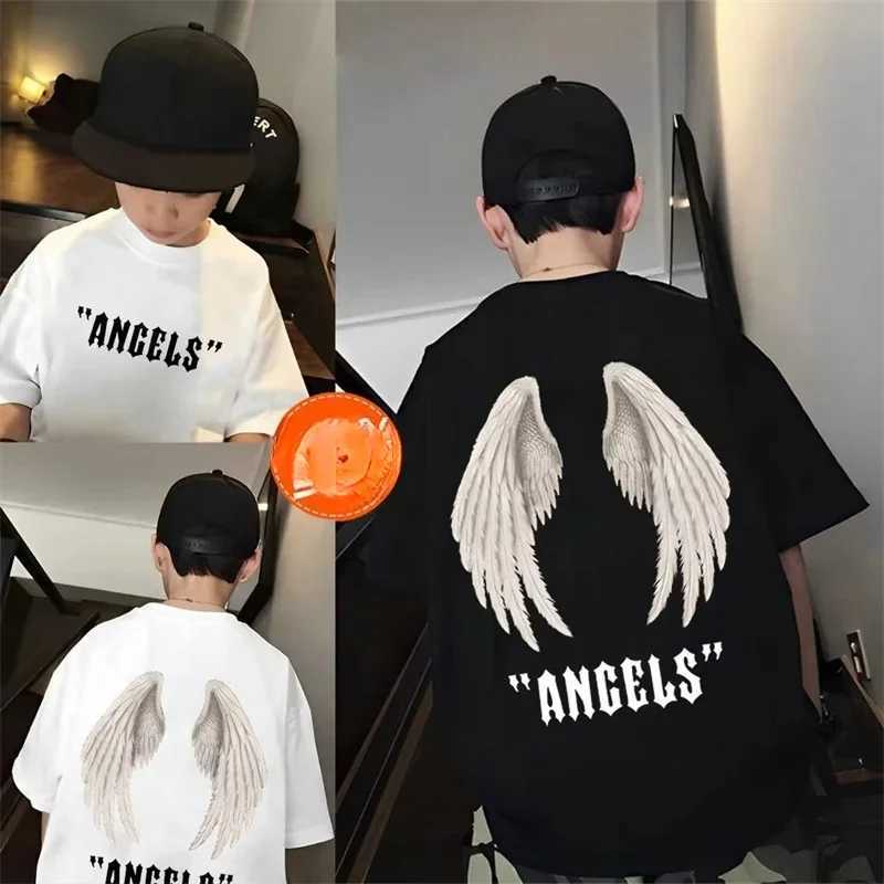 2024 Summer Childrens T-shirt 100% Cotton Street Fashion Printed Cartoon Childrens T-shirt Y2k Short Sleeve TopT250320
