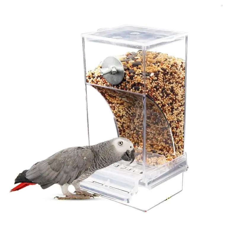 Automatic Parrot Feeder Drinker No messy Bird Feeders Acrylic Seed Food Container Cage Accessories For Small Medium Parakeets 250320
