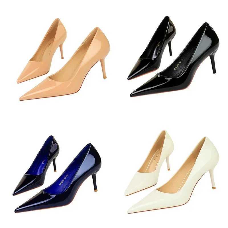 Wen 7cm High H Professional Temperature Working Pump Womens Stiletto High Heels Smooth Leather Fetish Royal Blue Party Ccise Shoes Y250319