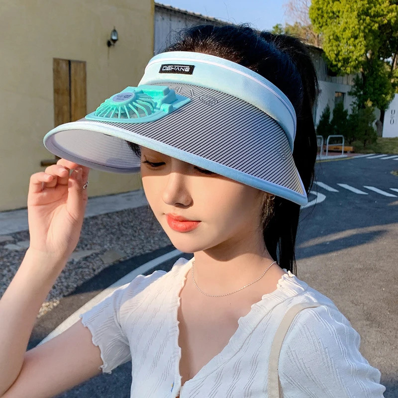 Summer Womens Sunscreen Hat Anti UV Sunshade Board Womens Electric Fan Beach Sunshade Hat Summer Hats for Women 250320