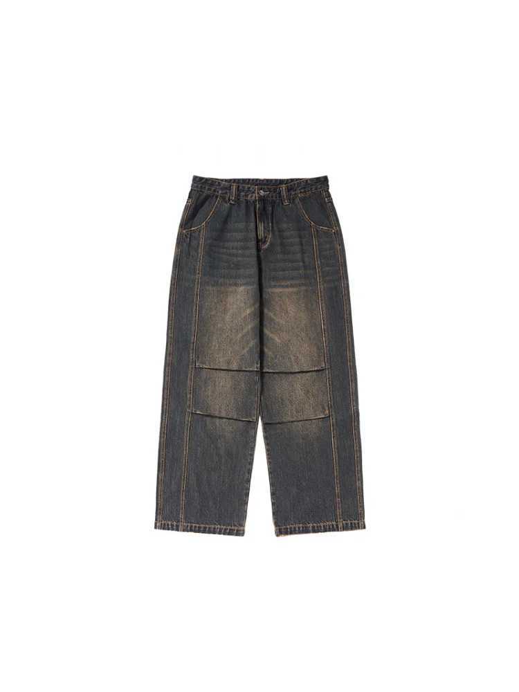 Mens jeans Baggy Casual Straight Autumn and winter Wide leg Pants New in High Street fashion Make old Retro Trousers for menT250319
