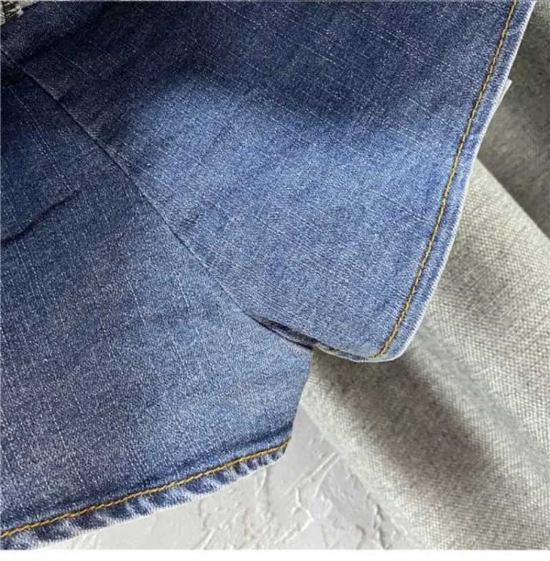 Fashion Blue Denim Skirt Printed Pleated High Waist Mini Skirts Y2K Retro Sweet Cute Sexy Streetwear Women Skirt 2025 New SummerXJ250320
